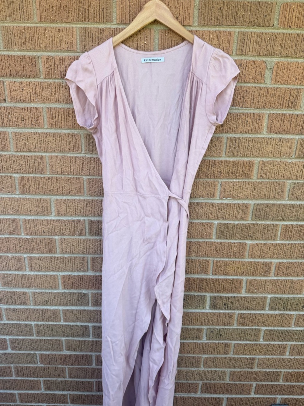 Reformation Blush Pink Chamomile Wrap Dress View 4